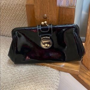 Black patent leather clutch